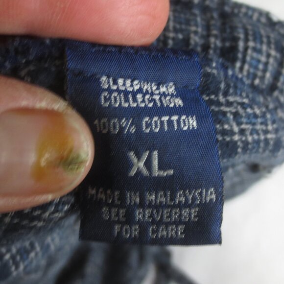 Sleep Collection 100% Cotton Navy White Plaid Flannel PJ Pants Men's Size XL - Picture 7 of 10